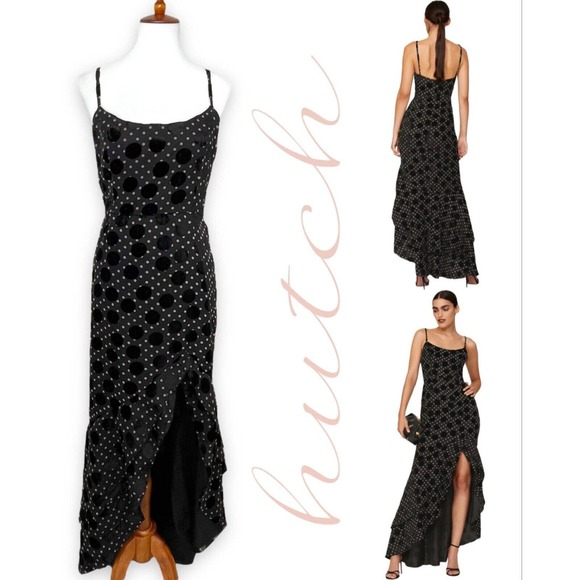 Hutch Dresses Hutch Anthropologie Malia Gown Black Velvet Polka Dot